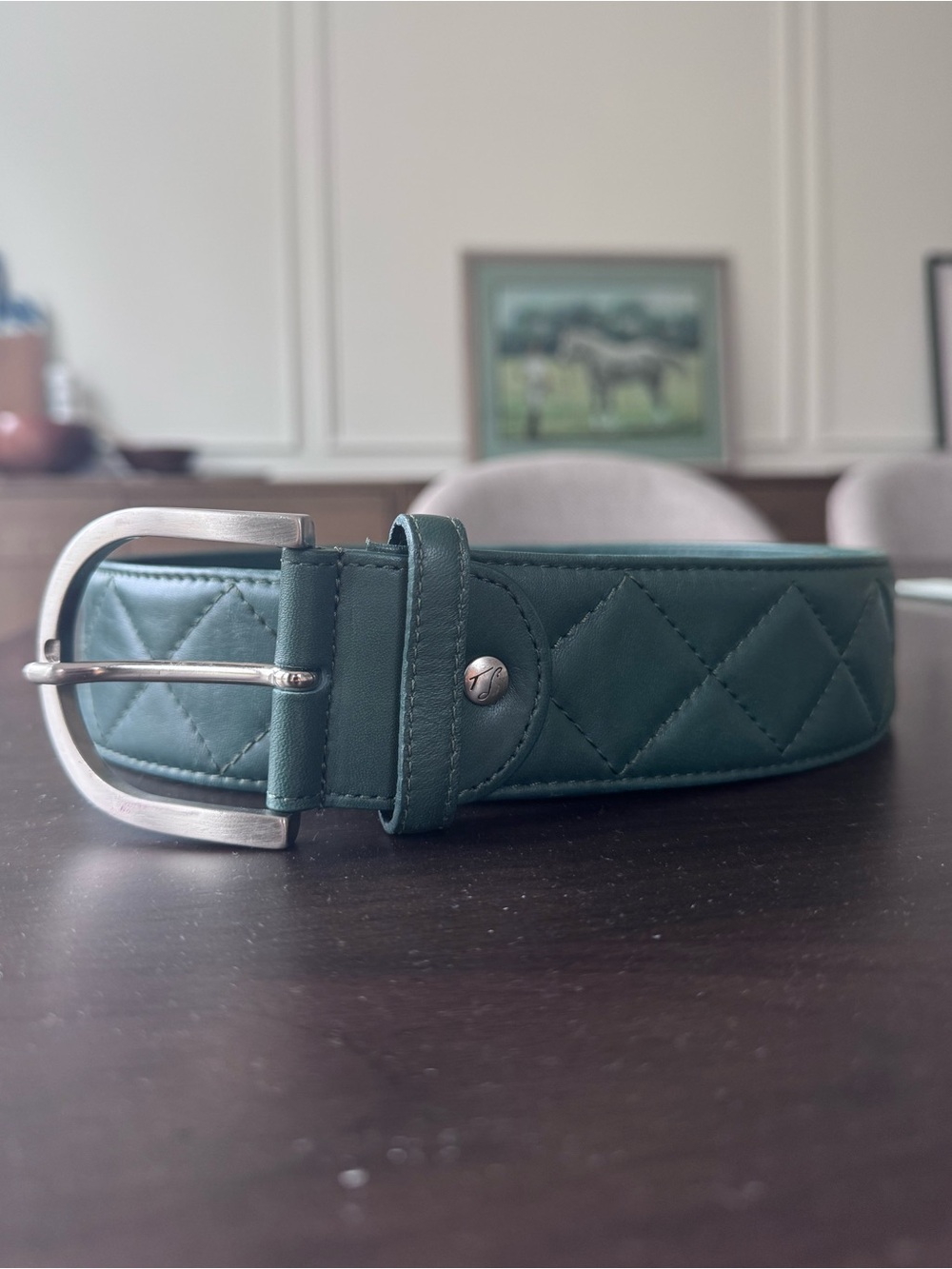 Tailored Sportsman Quilted Green Belt 2” Small - Picture 2 of 7